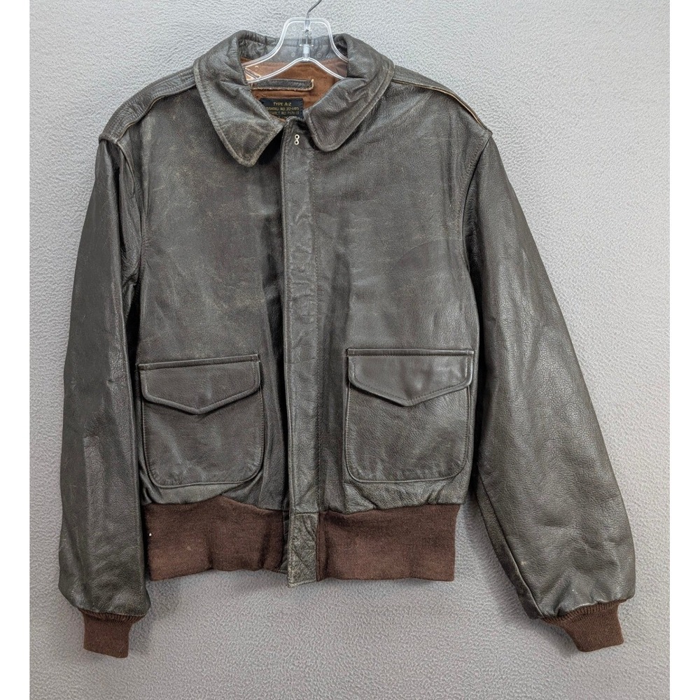 Vtg Avirex‎ Type A-2 Leather Flight Jacket Men's 40 Brown Bomber US Army 1980's